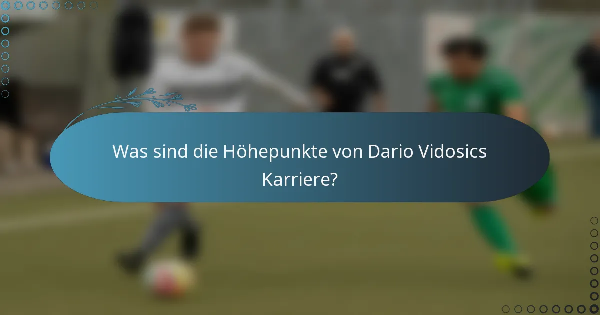 Was sind die Höhepunkte von Dario Vidosics Karriere?