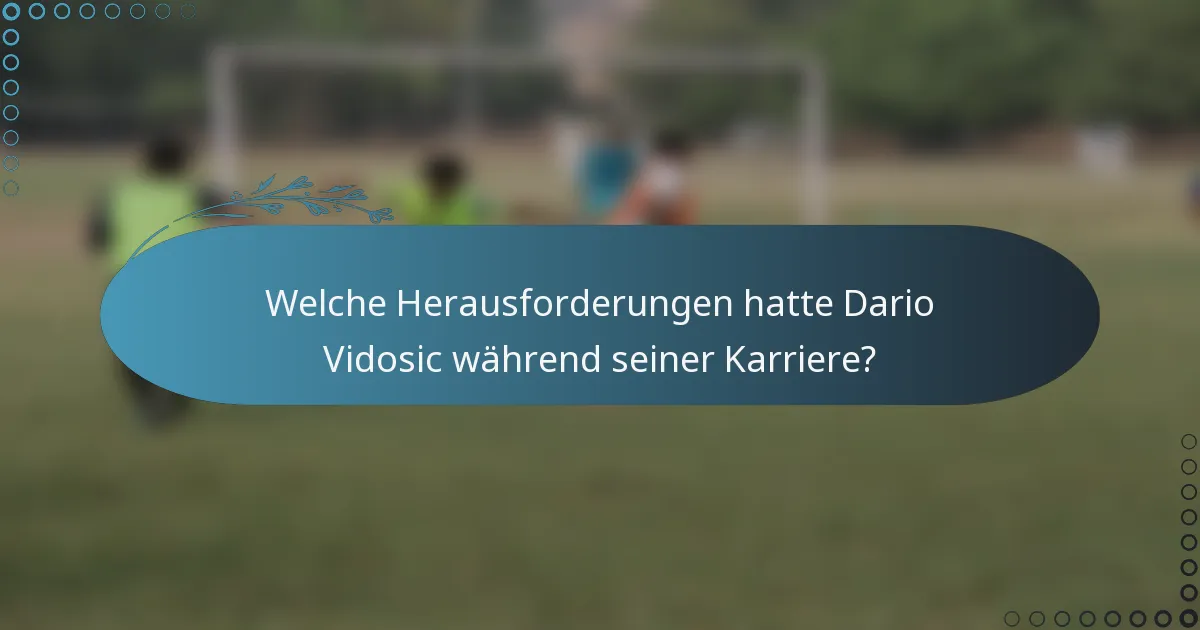 Welche Herausforderungen hatte Dario Vidosic während seiner Karriere?