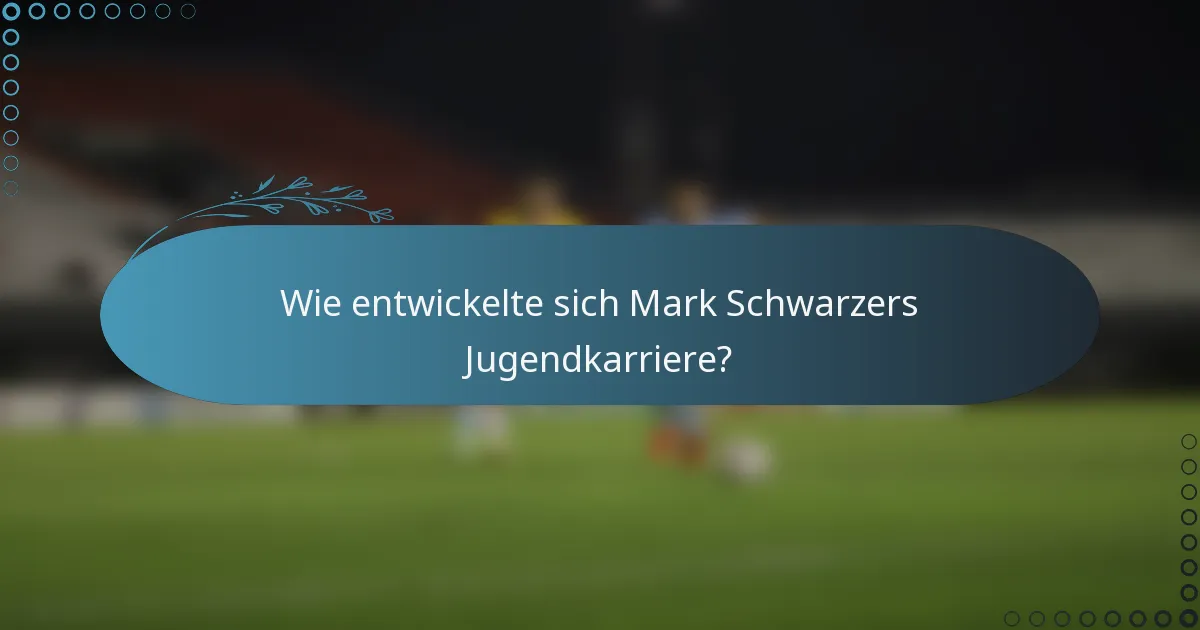 Wie entwickelte sich Mark Schwarzers Jugendkarriere?